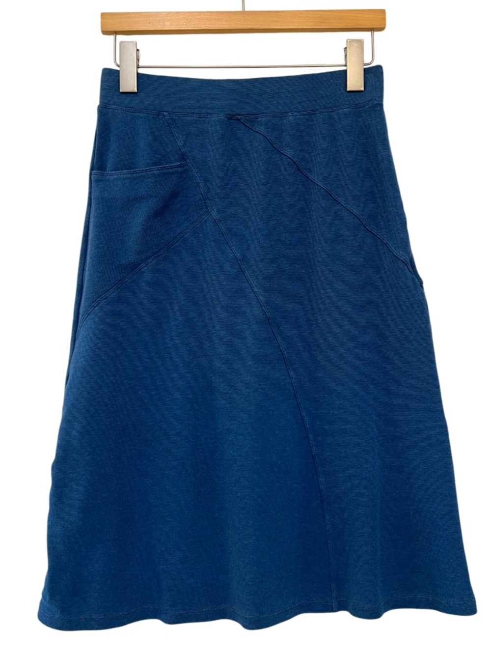 Toad&Co Blue Asymmetrical Seamed Midi Skirt Lyocell Blend XS - Picture 8 of 8
